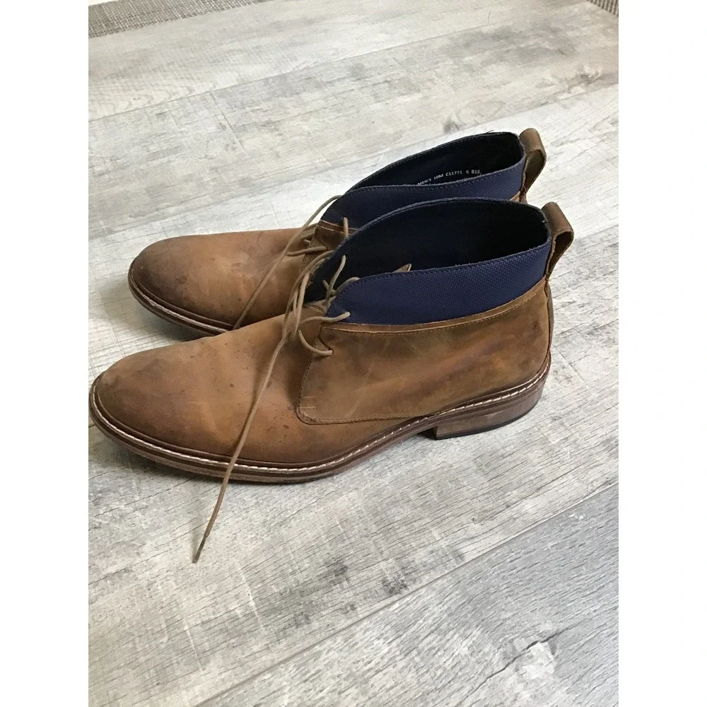 Cole Haan Men's Brown Blue Leather Colton Chukka Boots Size 10M